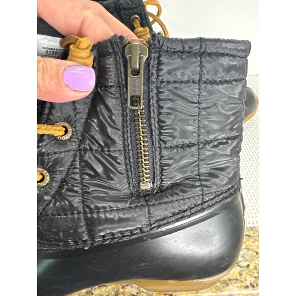 Sperry Womens Saltwater Duck Boots Black Leather Waterproof Size 9 Outdoor Shoe - Picture 12 of 12